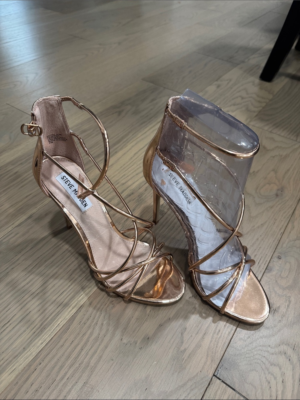 Steve Madden Rose Gold Strappy Stiletto Sandals